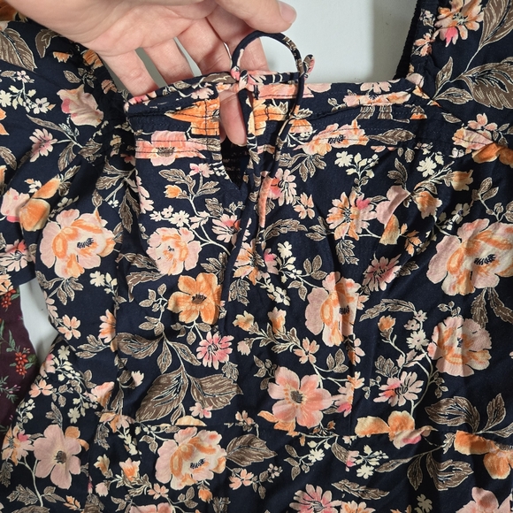 Old Navy bundle! Puff-Sleeves Floral-Prints Pintucked Smocked Midi Swing Dress S - Picture 8 of 10